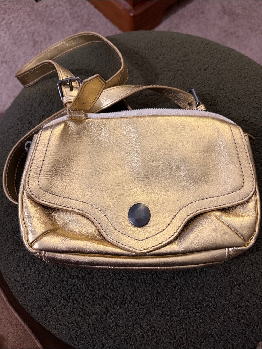 Liebeskind Berlin- Gold Leather Crossbody Bag - Women's Metallic Shoulder Purse